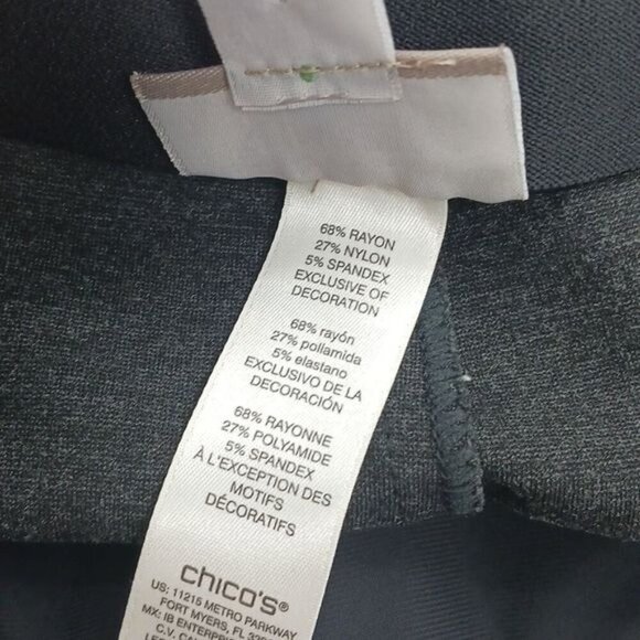 Chicos Womens Size 6 Fabulously Slimming Pants Gray Straight Leg Stretch - Picture 6 of 7